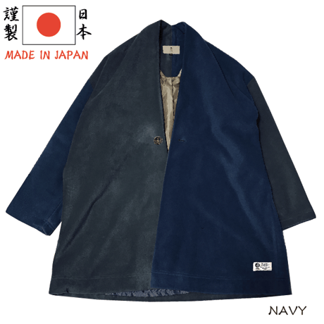国産ノーカラーフリースロングコート　Collarless fleece coat made in Japan KJ-12801