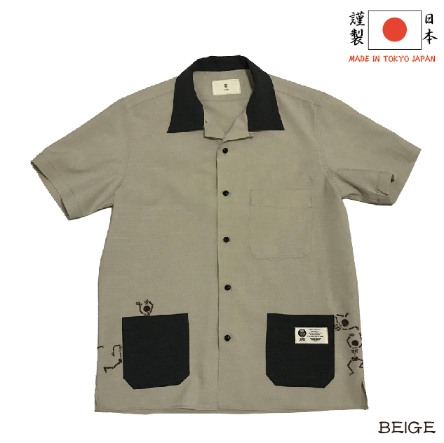 日本製スカルボーリングシャツ Skull ring shirt made in Japan K...