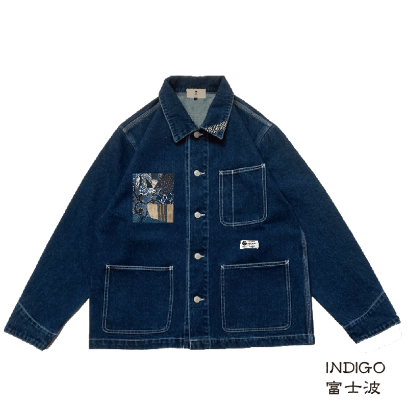 和のデニムカバーオール 富士波 Japanese denim coverall Fujinam