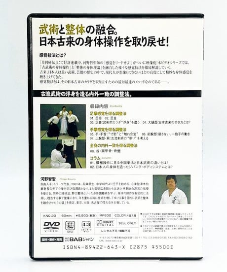 河野智聖の感覚技法 武術的カラダを造る！ Vol.2 内相と外相　河野智聖　DVD