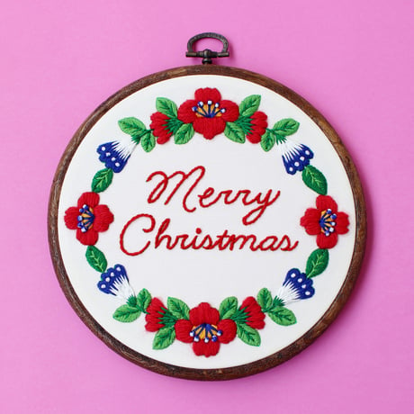 クリスマスミニサイズ図案プリント済み刺繍飾りのキット