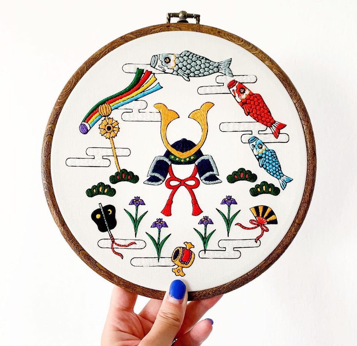 ✨鯉のぼり　端午の節句　フランス刺繍　ハンドメイド　刺繍作家作品　児童書掲載作品 ✨鯉のぼり 端午の節句 フランス刺繍 ハンドメイド 刺繍作家作品