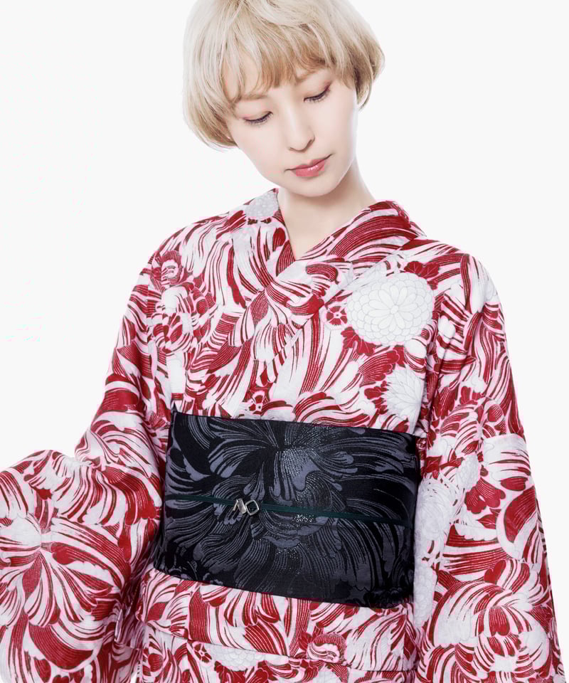 兵児帯 花尽くし Full of flowers / 黒 / KAPUKI × NISHIOK