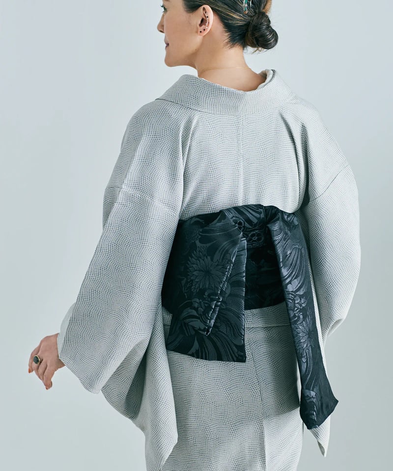 兵児帯 花尽くし Full of flowers / 黒 / KAPUKI × NISHIOK