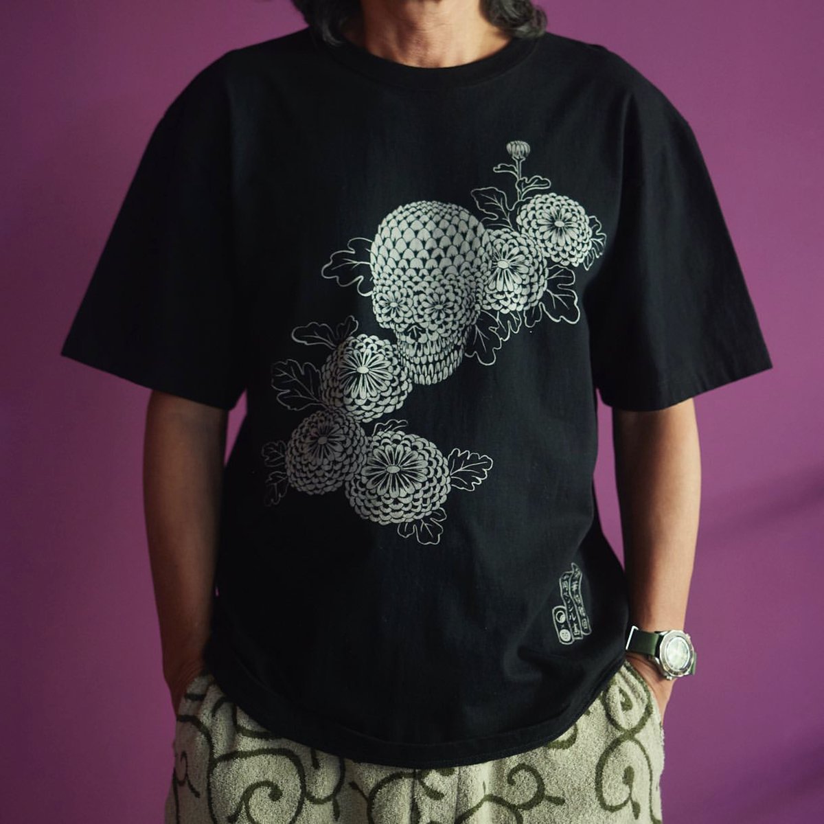 T-shirt 菊華髑髏図 SKULL OR FLOWER | 西岡ペンシル | 公式オンライ