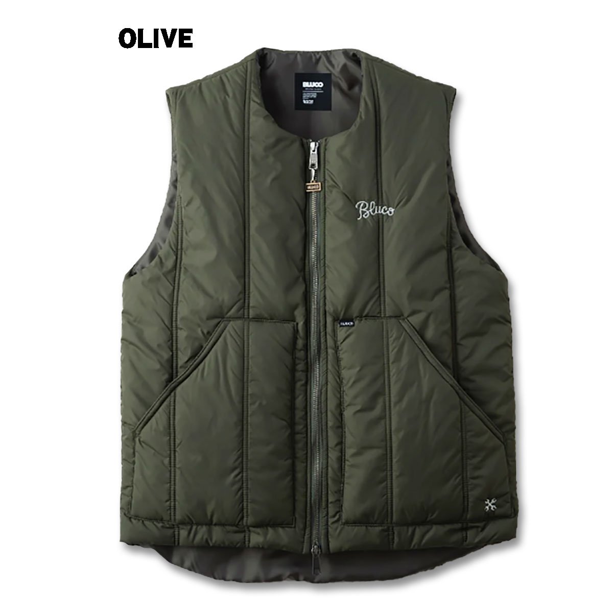BLUCO(ブルコ) OL-35-008 CREW NECK QUILTING VEST 3色