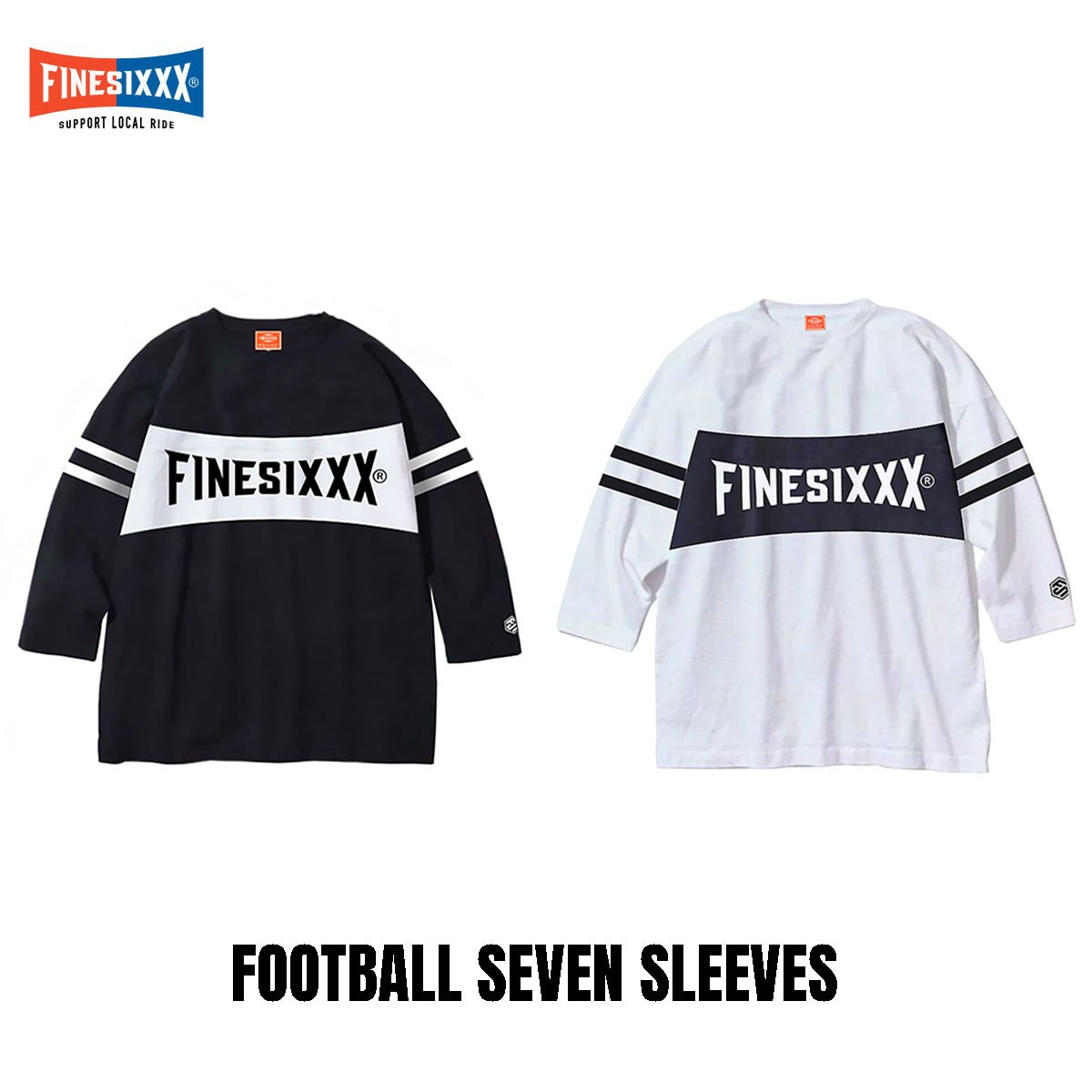 FINESIXXX 7分袖Tシャツ ブラック ホワイト original
