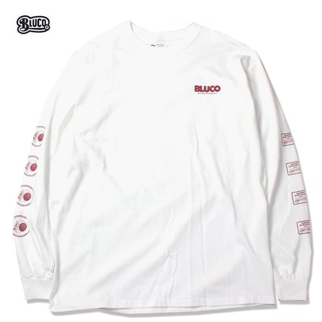 ☆セールプライス!!☆BLUCO(ブルコ) OL-806-021 PRINT L/S TEE'S-MEASURE- 全4色(ブラック・ブラウン・ホワイトxブラック・ホワイトxバーガンディ)