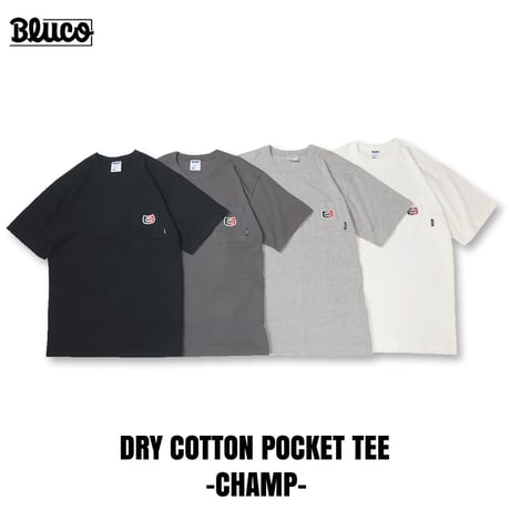 BLUCO(ブルコ) OL-22-023 ドライコットン ポケットTシャツ -Champ- 4色(BLACK/CHARCOAL/H.GRAY/WHITE)