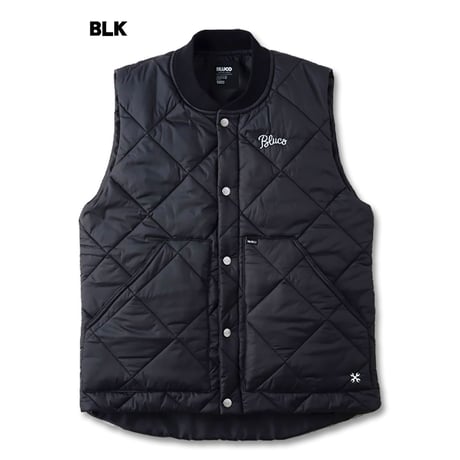 BLUCO(ブルコ) OL-35-009 RIB COLLAR QUILTING VEST 3色(BLK/NVY/GRY)