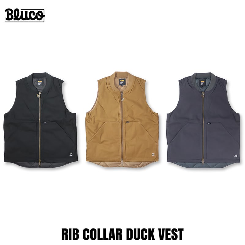 BLUCO(ブルコ) OL-35-013 RIB COLLAR DUCK VEST 3色(BL