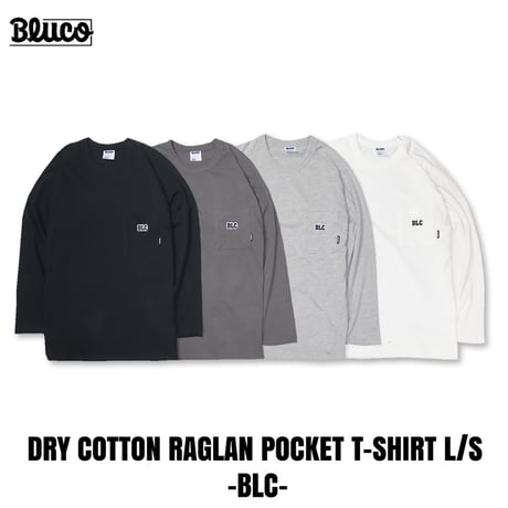 BLUCO(ブルコ) OL-12-026 ドライコットン ラグラン ポケットTシャツ L/S -BLC- 4色(BLACK/CHARCOAL/H.GRAY/WHITE)