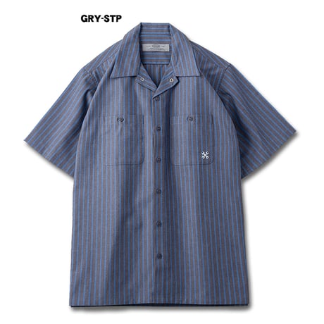 BLUCO OL-21-108 STANDARD WORK SHIRT S/S (WHT-STP/BLK/BLU/KHK/NVY/GRY-STP/SAX-STP/BEG-STP/OLV-STP)