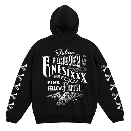 FINESIXXX(ファインシックス) FINE-CROSS EMBROIDERED GRAPHIC HOODIE 2色(BLACK/WHITE)