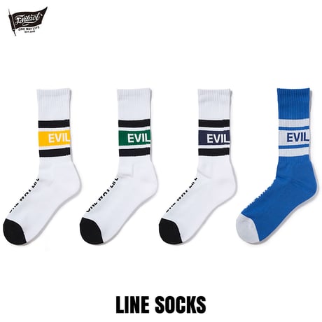 EVILACT(イーブルアクト) LINE SOCKS 4色(WHxYEL/WHxGRN/WHxNVY/BLU)