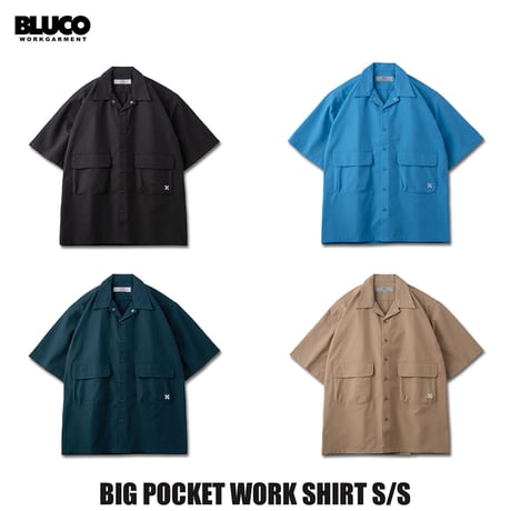 セールプライス!!BLUCO(ブルコ) OL-21-002 BIG POCKET WORK SHIRT S/S 4色(BLK/BLU/NVY/KHK)