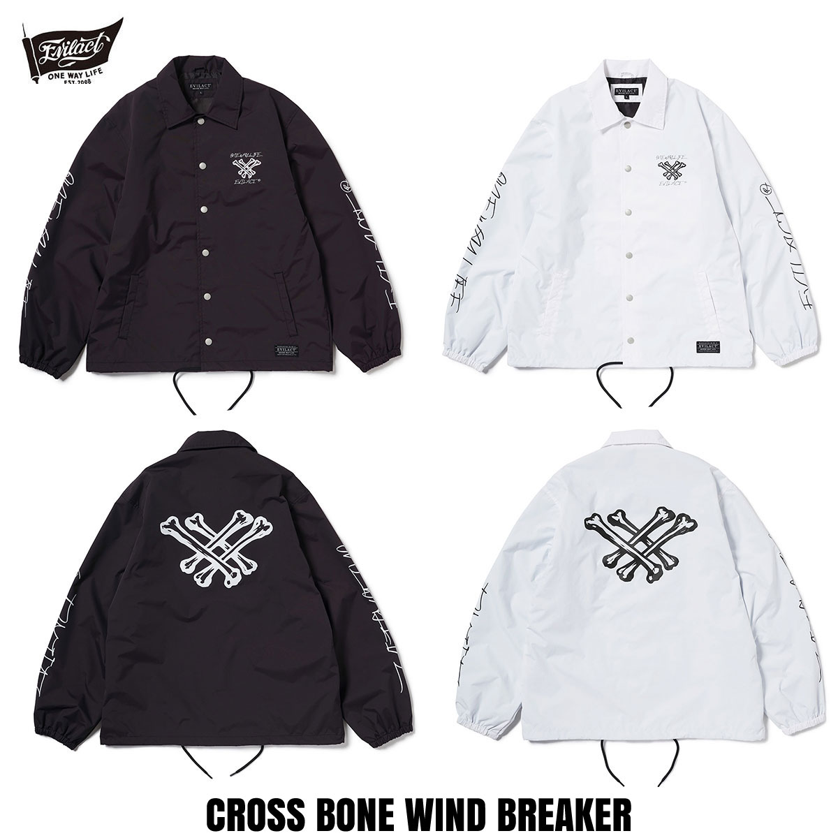 ジャケット・アウター EVILACT CROSS BONE WIND BREAKER EVILACT CROSS BONE WIND BREAKER black | EVILACT (イーブルアクト