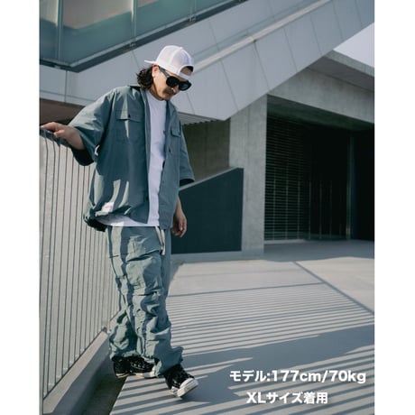 FLUTTER(フラッター) T/C Open Collar S/S Work Shirts 3色(L.BEIGE/BLACK/B.GREEN)