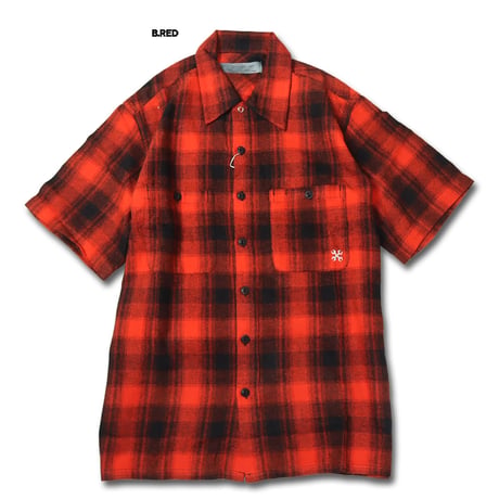 ☆セールプライス!!☆BLUCO(ブルコ) OL-1106 OMBRE WORK SHIRT S/S 3色(BLK/B.RED/PPL)