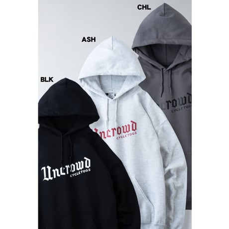 ☆セールプライス!! UNCROWD(アンクラウド) UC-821-022 LOGO HOODIE 3色(ASH/BLK/CHL)