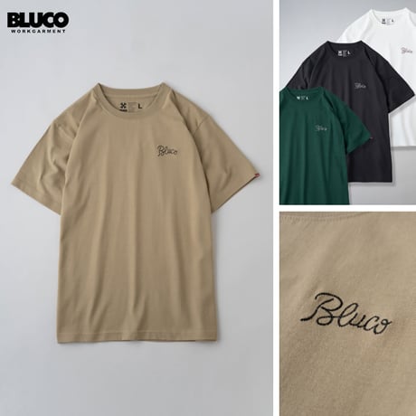BLUCO(ブルコ) OL-1205 EMBROIDERY TEE 4色(SND/WHT/SUM/GRN)