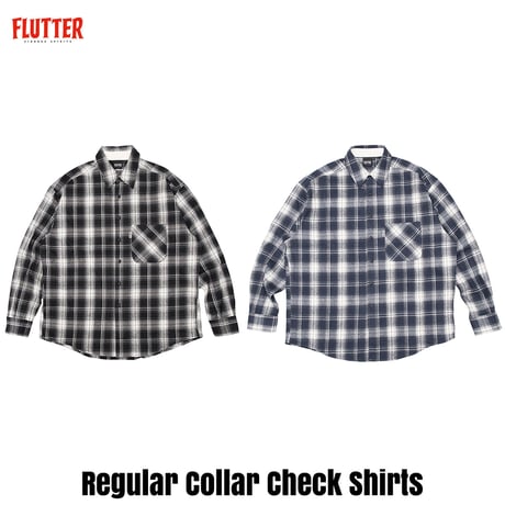 ☆セールプライス!! FLUTTER(フラッター) Regular Collar Check Shirts 2色(BLACK/NAVY)