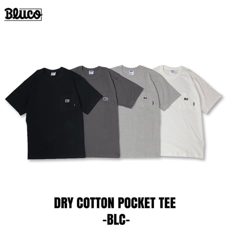 BLUCO(ブルコ) OL-22-022 ドライコットン ポケットTシャツ -BLC- 4色(BLACK/CHARCOAL/H.GRAY/WHITE)