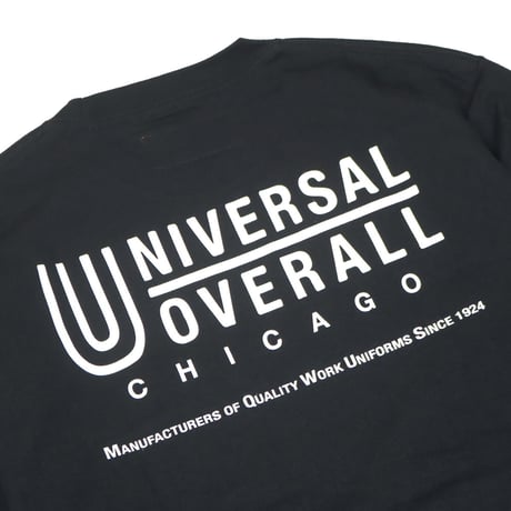UNIVERSAL OVERALL(ユニバーサルオーバーオール) UO BACK LOGO L/S TEE ブラック