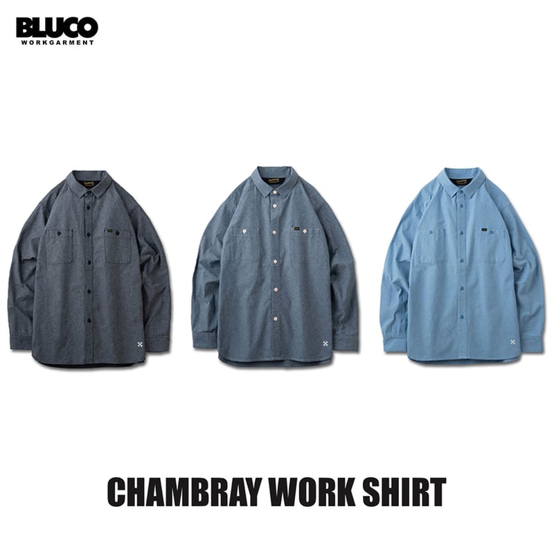BLUCO(ブルコ) OL-11-121 CHAMBRAY WORK SHIRT 3色(BLK