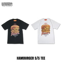 UNIVERSAL OVERALL(ユニバーサルオーバーオール) HAMBURGER S/S TEE 2色(BLACK/WHITE)