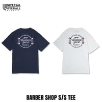 UNIVERSAL OVERALL(ユニバーサルオーバーオール) BARBER SHOP S/S TEE 2色(NAVY/WHITE)