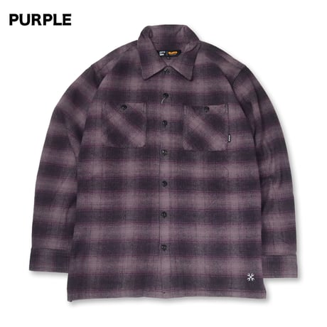 BLUCO(ブルコ) OL-11-047 OMBRE CHECK FLANNEL SHIRT 3色(BLACK/NAVY/PURPLE)