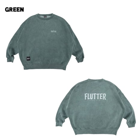☆セールプライス!! FLUTTER(フラッター) Pigment Dye B/S OG logo Sweat 4色(SUMI/GREEN/YELLOW/PURPLE)