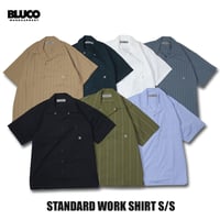 BLUCO(ブルコ)OL-108-023 STANDARD WORK SHIRT S/S 7色(NVY/BLK/L.BLU/WHT/OLV.STP/BEG.STP/S.BLU.STP)