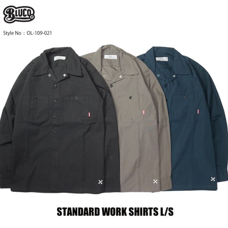 BLUCO(ブルコ)OL-109-021 STD WORK SHIRTS L/S 全3色(ブラック・グレー・ネイビー)