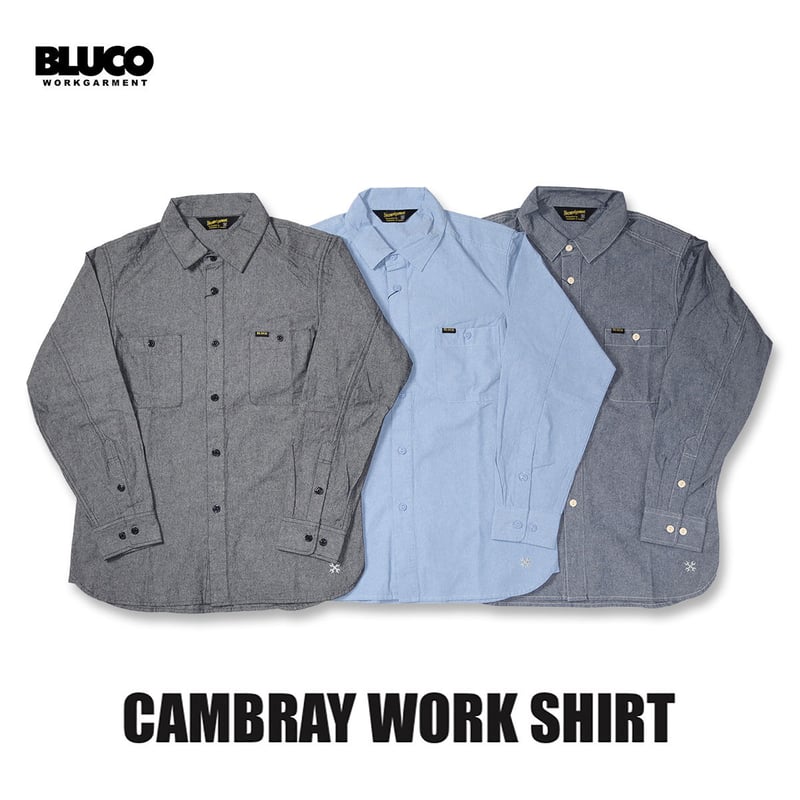 BLUCO(ブルコ) OL-1121 CAMBRAY WORK SHIRT 3色(NVY/BL