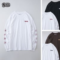 ☆セールプライス!!☆BLUCO(ブルコ) OL-806-021 PRINT L/S TEE'S-MEASURE- 全4色(ブラック・ブラウン・ホワイトxブラック・ホワイトxバーガンディ)