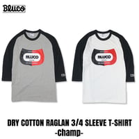 BLUCO(ブルコ) OL-12-023 ドライコットン ラグラン3/4スリーブ Tシャツ -Champ- 2色(H.GRAY-BLACK/WHITE-BLACK)