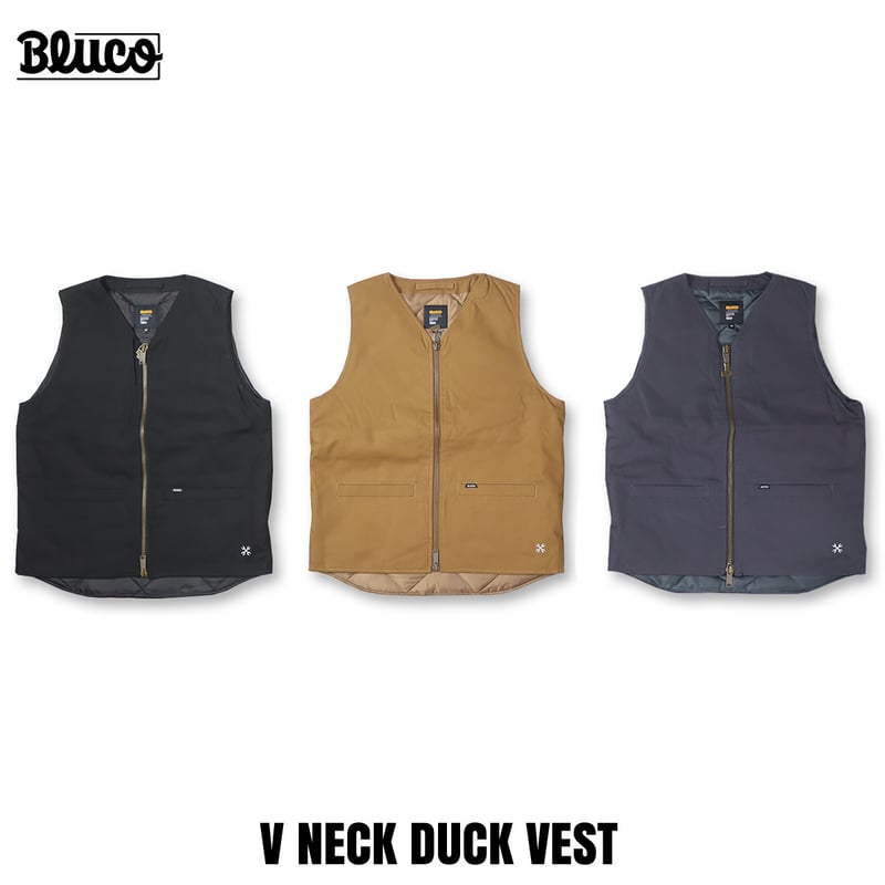 BLUCO(ブルコ) OL-35-012 V NECK DUCK VEST 3色(BLACK/