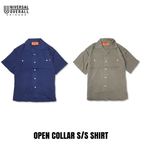 UNIVERSAL OVERALL(ユニバーサルオーバーオール) OPEN COLLAR S/S SHIRT 2色(NAVY・KHAKI)