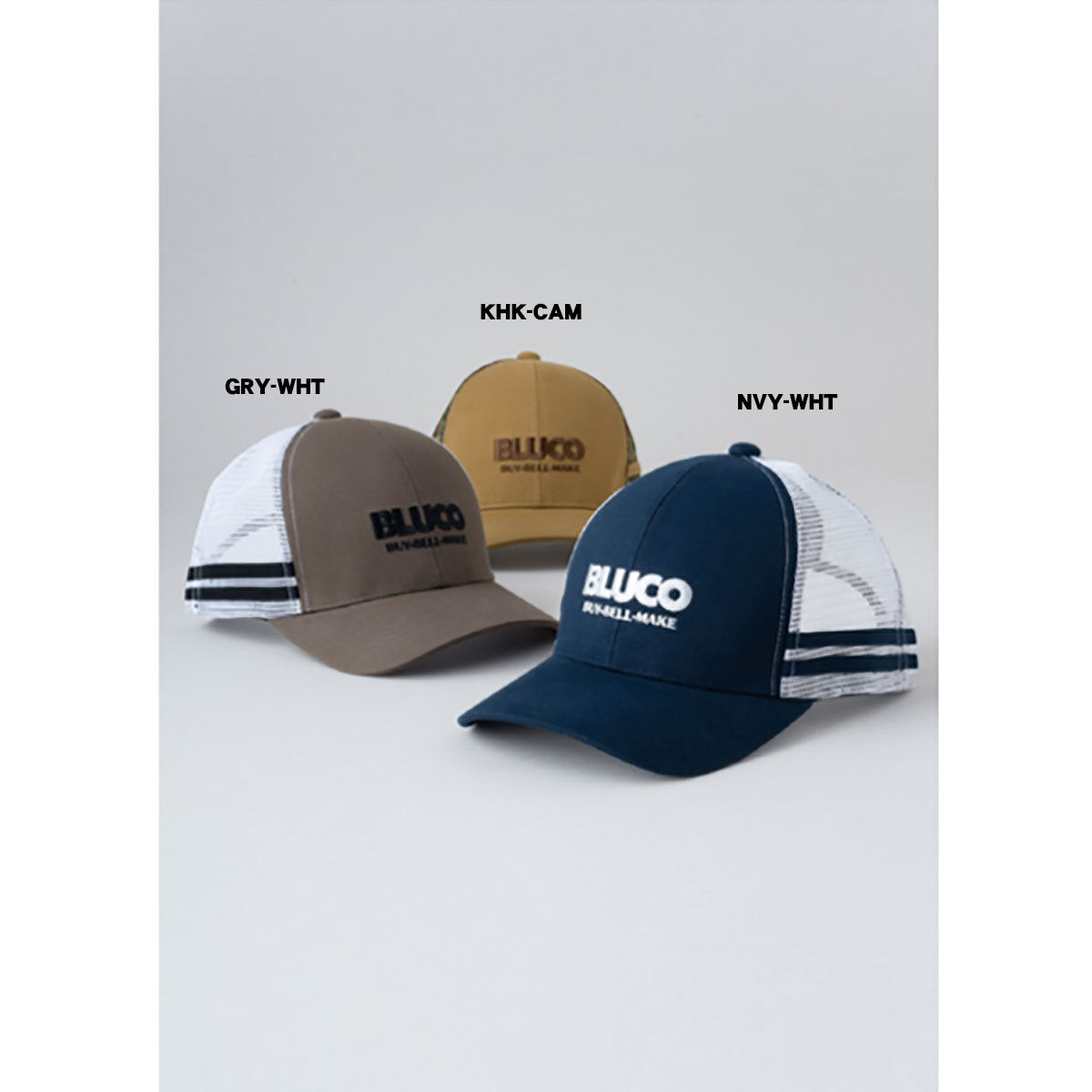 BLUCO(ブルコ) OL-1406 MESH CAP -Logo- 4色(BLK-GRY/G...