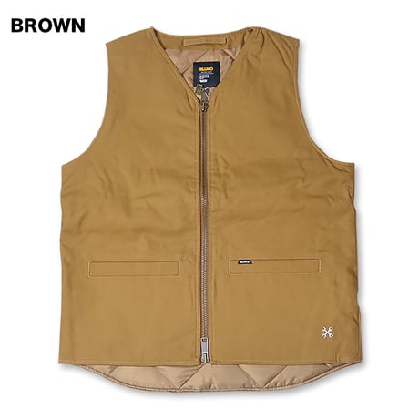 BLUCO(ブルコ) OL-35-012 V NECK DUCK VEST 3色(BLACK/BROWN/CHARCOAL)