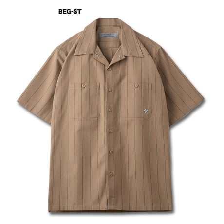 BLUCO OL-21-108 STANDARD WORK SHIRT S/S (WHT-STP/BLK/BLU/KHK/NVY/GRY-STP/SAX-STP/BEG-STP/OLV-STP)