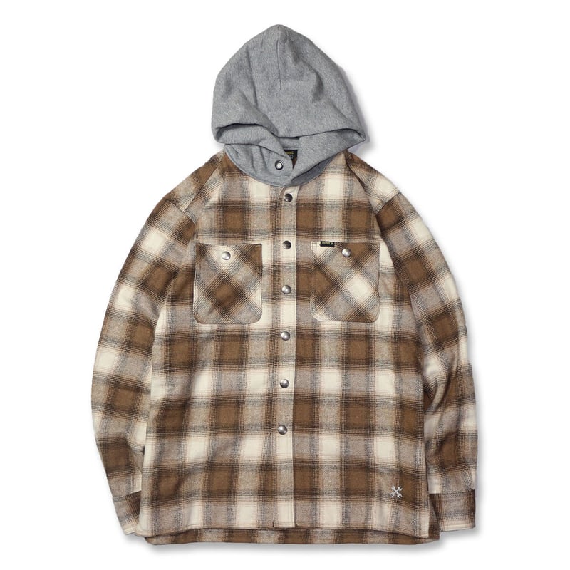 BLUCO(ブルコ) OL-049-022 HOODED FLANNEL SHIRTS 3色(...