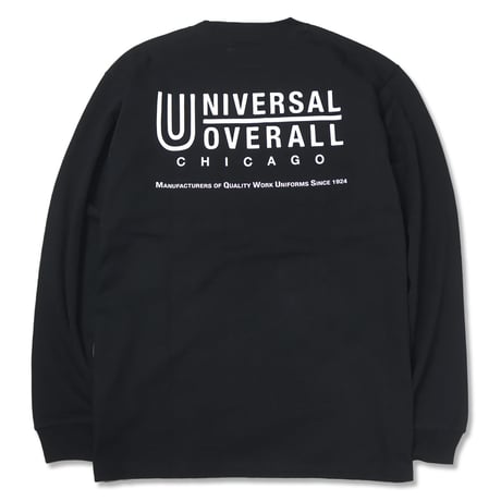 UNIVERSAL OVERALL(ユニバーサルオーバーオール) UO BACK LOGO L/S TEE ブラック