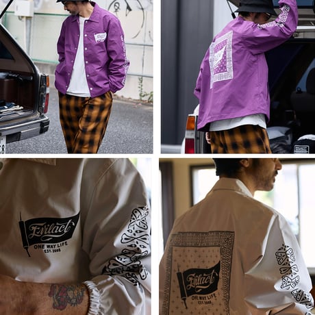 EVILACT(イーブルアクト) BANDANA COACH JKT 4色(WHITE/BLUE/PURPLE/NAVY)