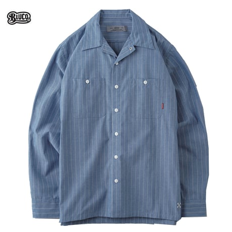 BLUCO(ブルコ)OL-109-021 STD WORK SHIRTS L/S 全3色(ベージュxST・サックスxST・グレーxST)