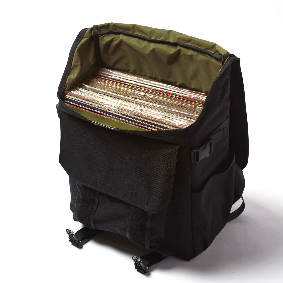 黒のレコードバッグ RECORD BAGPACK (BLACK/OLIVE) | HOLE AND HOLLAND