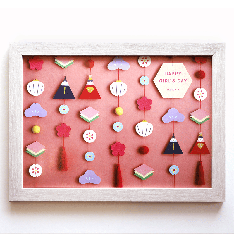 雛人形　額縁入り Flower Girl しの雛｜45cm｜手間のかかる｜「額縁仕立て」の仕上げ