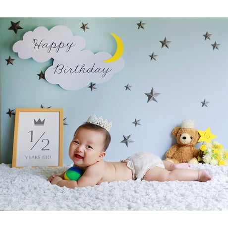 グラこころ 誕生日ポスター 4枚セット ニューボーンフォト ハーフバースデー 誕生日写真ならおうち写真